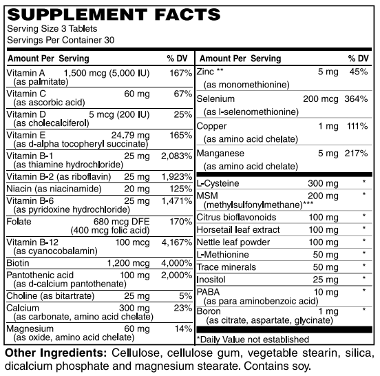 Women, Hair Skin & Nails Vitamins, Biotin, Made in USA, Choline Inositol Supplements